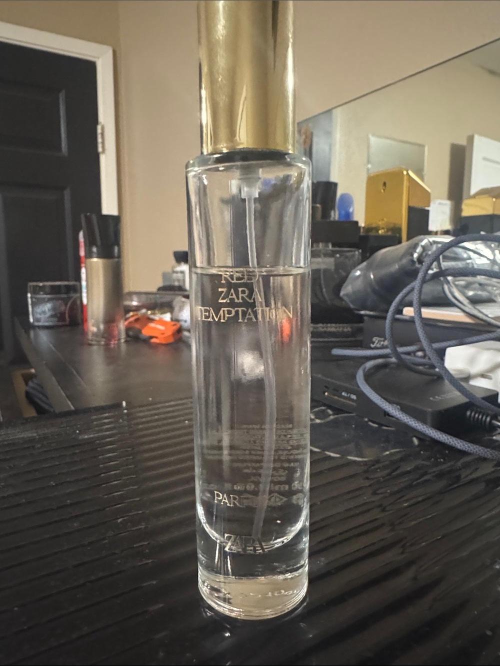 Zara Clear Glass Fragrance Bottle with Gold Cap